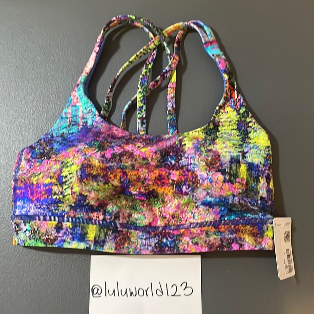 RARE Lululemon SeaWheeze 2019 Monet Print Energy Bra Sz 4 NWT Electric Jungle